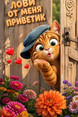 Открытка Лови приветик от меня