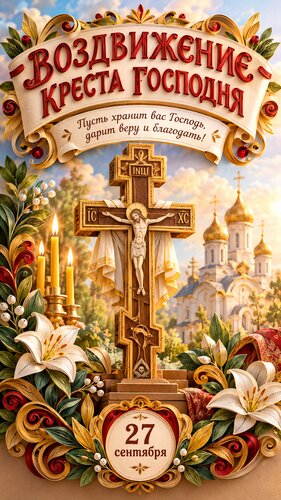 Открытка 27 сентября Воздвижение креста Господня.