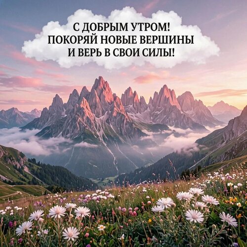 Открытка С добрым утром! Покоряй новые вершины и верь в свои силы!