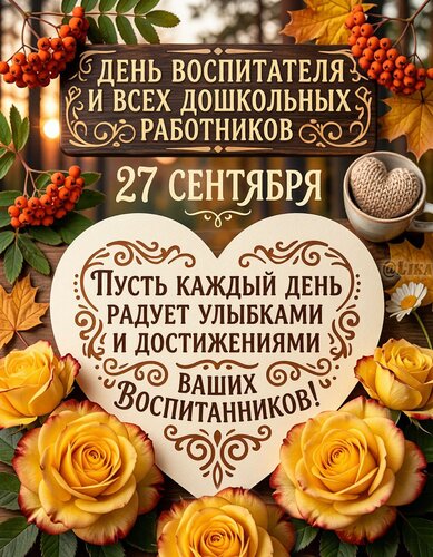 Открытка День воспитателя и всех дошкольных работников 27 сентября