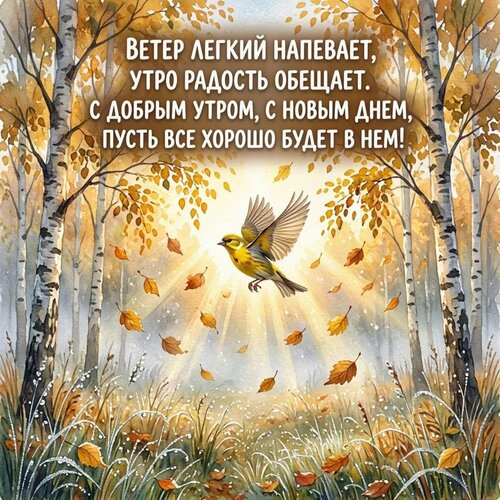 Открытка Ветер легкий напевает, утро радость обещает.