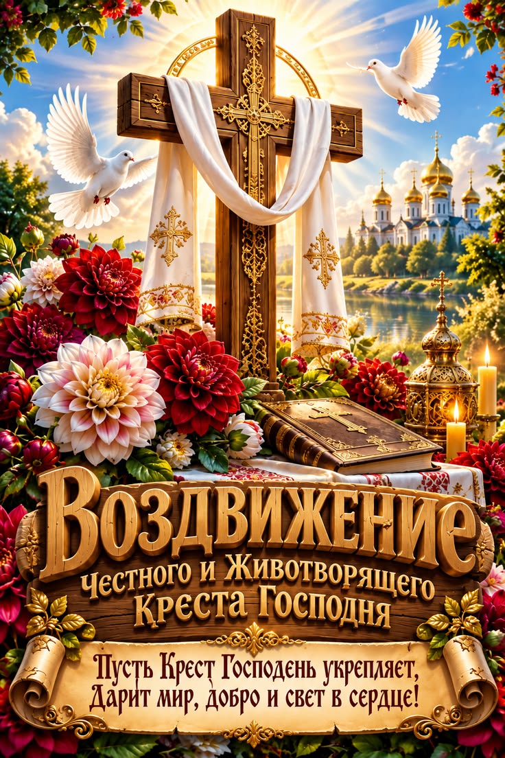 Открытка Воздвижение Честного и Животворящего Креста Господня.