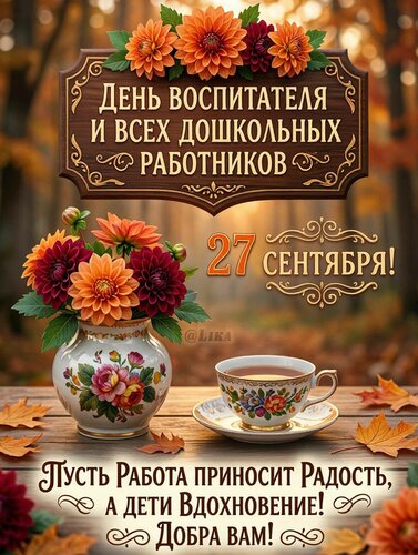 Открытка День воспитателя и всех дошкольных работников 27 сентября