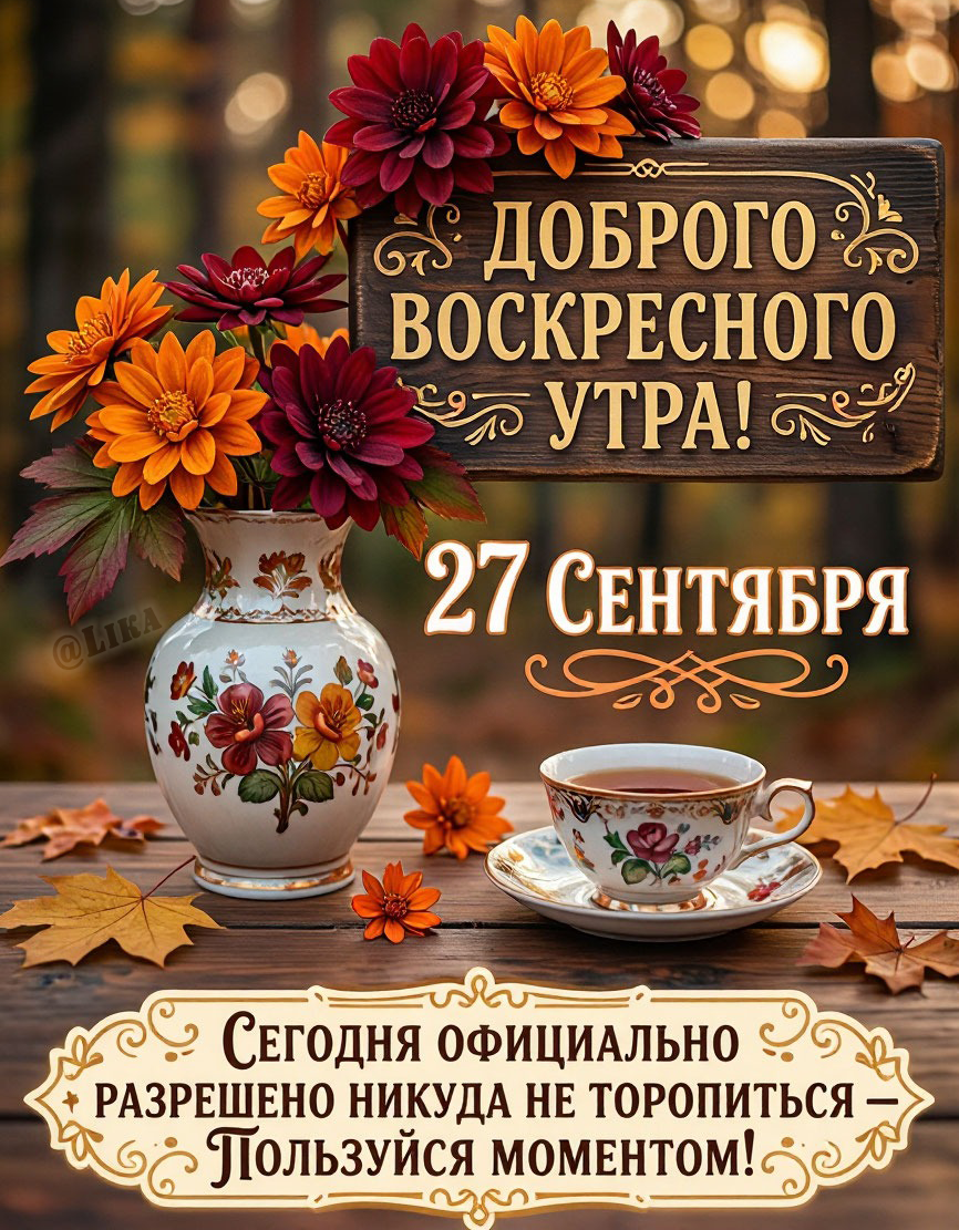 Открытка Доброго воскресного утра 27 сентября