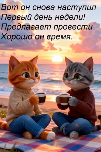 Открытка Вот он снова наступил Первый день недели! Предлагает провести Хорошо он время.
