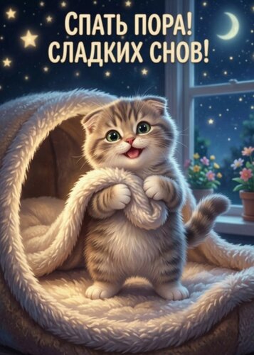 Открытка Спать пора