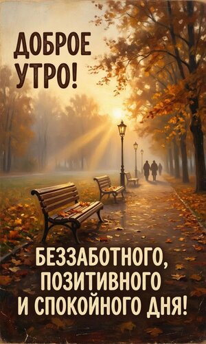 Открытка Доброе утро! Беззаботного, позитивного и спокойного дня!