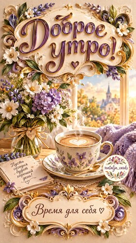 Открытка Доброе утро! ☕️ Время для себя, уюта и приятного начала недели ????
