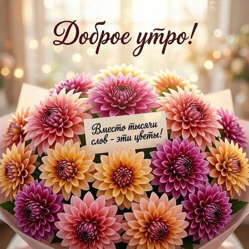 Открытка Доброе утро! Вместо тысячи слов - эти цветы!