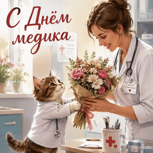 Анимированная открытка С Днём медика