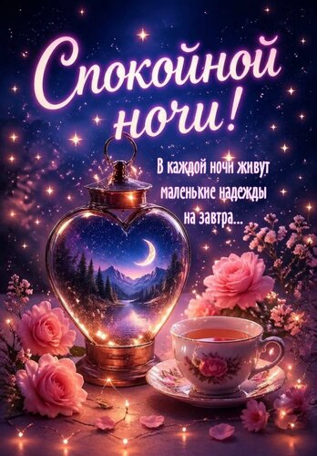 Открытка В каждой ночи живут маленькие надежды на завтра...