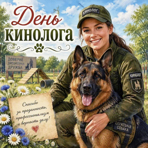 Анимированная открытка День кинолога. Спасибо за преданность, профессионализм и верность делу!