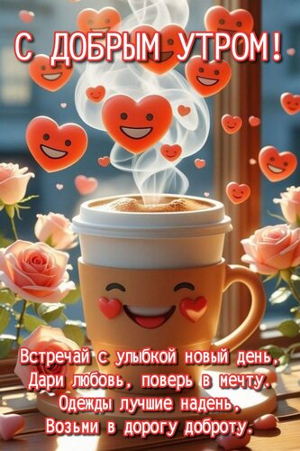 Открытка Встречай с улыбкой новый день,дари любовь,поверь в мечту.Одежды лучшие надень,возьми в дорогу доброт