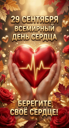 Анимированная открытка 29 сентября Всемирный день сердца. Берегите своё сердце!