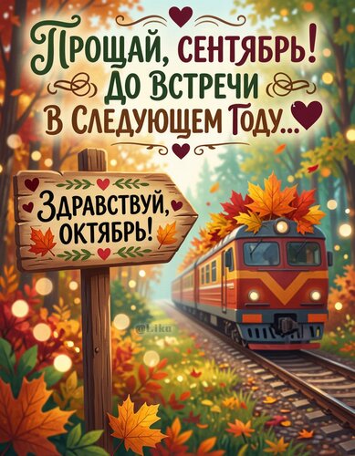 Открытка Прощай сентябрь, здравствуй октябрь 30 сентября