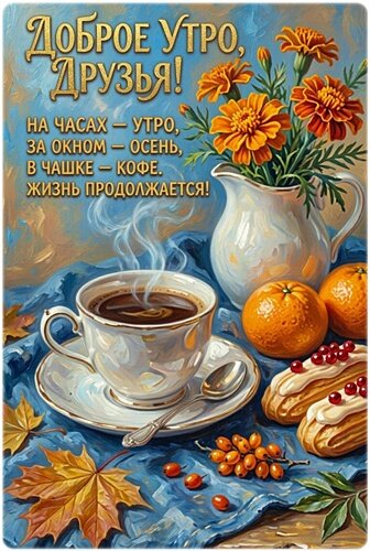 Открытка ДОБРОЕ УТРО, ДРУЗЬЯ!