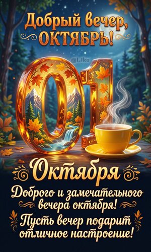 Открытка Добрый вечер октября 01 октября