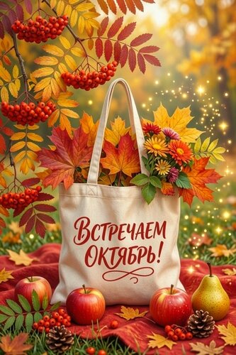 Открытка Встречаем октябрь