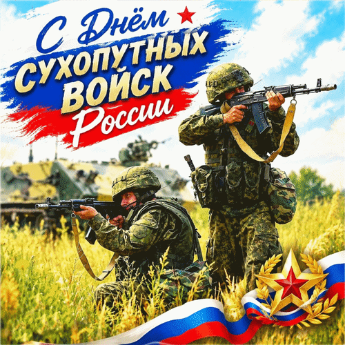 Анимированная открытка С Днём сухопутных войск России