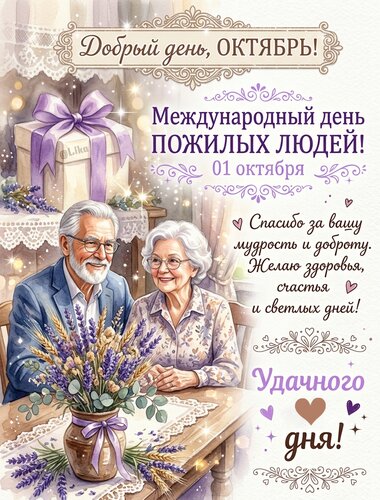 Открытка Международный день пожилых людей 01 октября