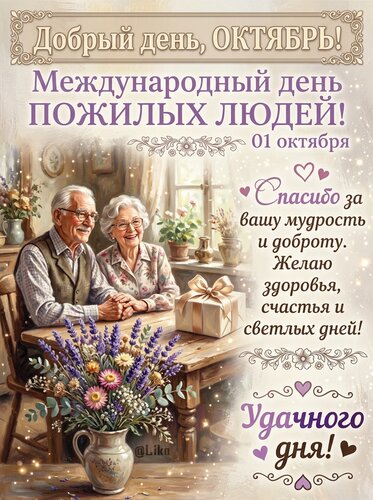 Открытка День пожилых людей 01 октября