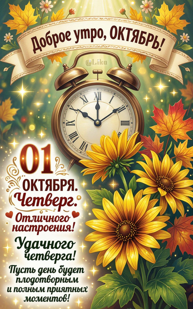 Открытка Доброе утро, октябрь 01 октября-четверг