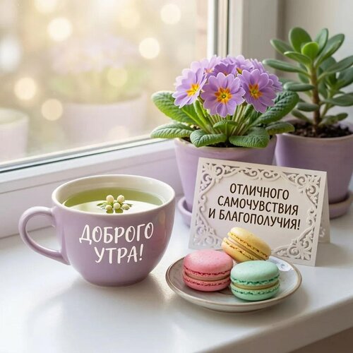 Открытка Доброго утра! Отличного самочувствия и благополучия!