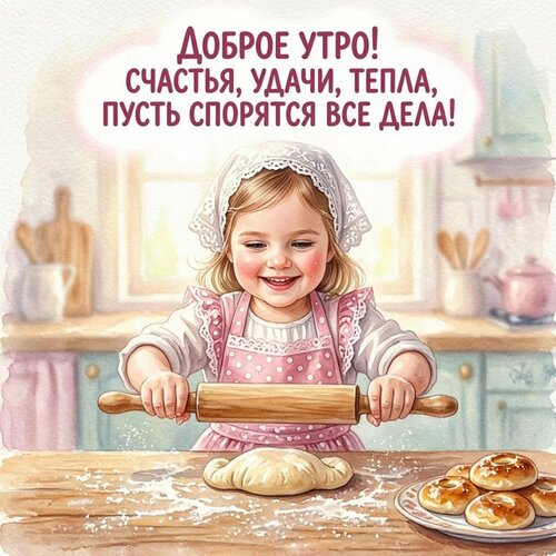 Открытка Доброе утро! Счастья, удачи, тепла, пусть спорятся все дела!