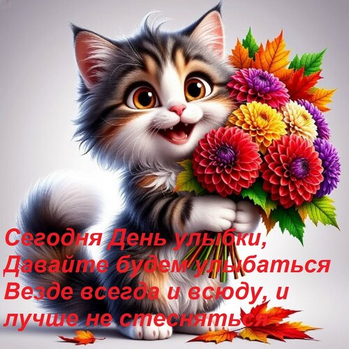 Открытка Сегодня День улыбки, Давайте будем улыбаться Везде всегда и всюду, и лучше не стесняться .