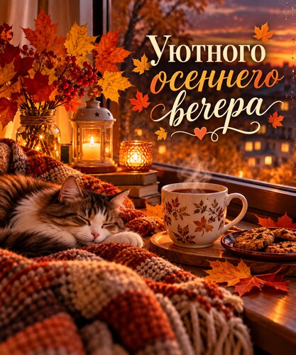 Открытка Уютного осеннего вечера.