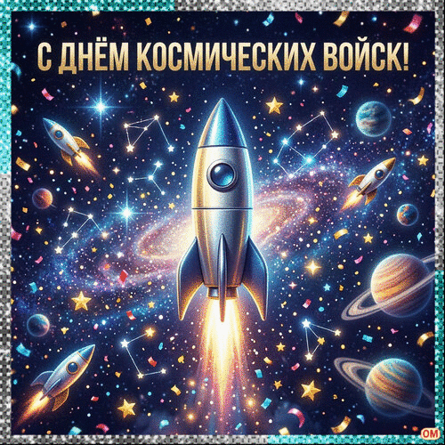 Анимированная открытка День космических войск 1