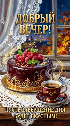 Анимированная открытка Добрый вечер! Пусть завершение дня будет вкусным!