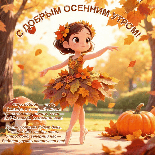 Анимированная открытка Доброго осеннего утра!