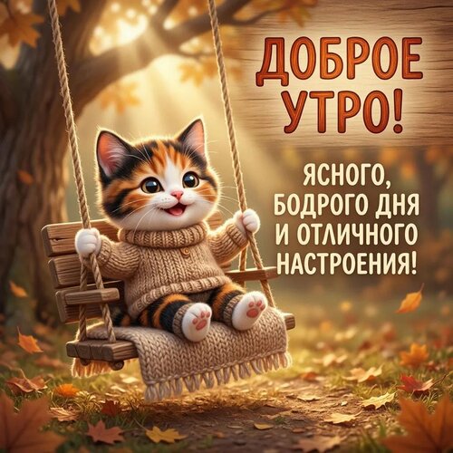 Открытка Доброе утро! Ясного, бодрого дня и отличного настроения!