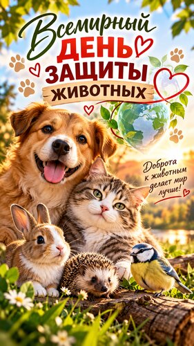 Открытка Всемирный день защиты животных.