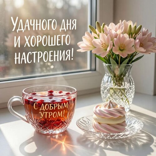 Открытка С добрым утром! Удачного дня и хорошего настроения!