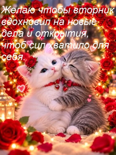 Открытка Желаю чтобы вторник вдохновил на новые дела и открытия, чтоб сил хватило для себя.
