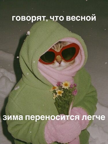 Открытка Весной зима переносится легче