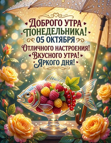 Открытка Доброго утра понедельника 05 октября