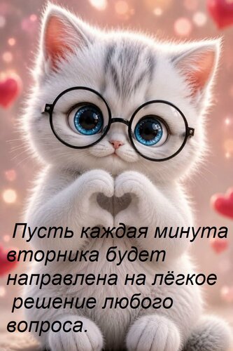 Открытка Пусть каждая минута вторника будет направлена на лёгкое решение любого вопроса.