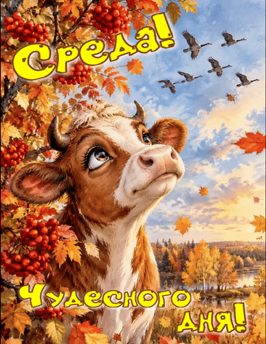 Анимированная открытка Среда! Чудесного дня!