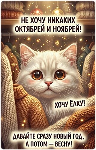 Открытка ДАВАЙТЕ СРАЗУ НОВЫЙ ГОД, А ПОТОМ - ВЕСНУ!