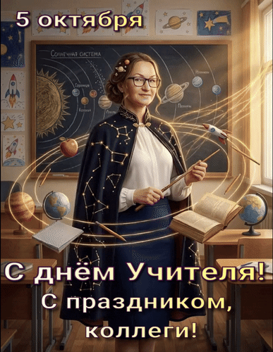 Анимированная открытка 5 октября С днём Учителя! С праздником, коллеги!
