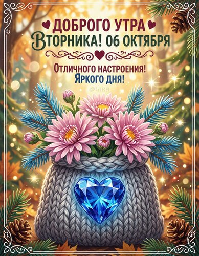 Открытка Доброго утра вторника