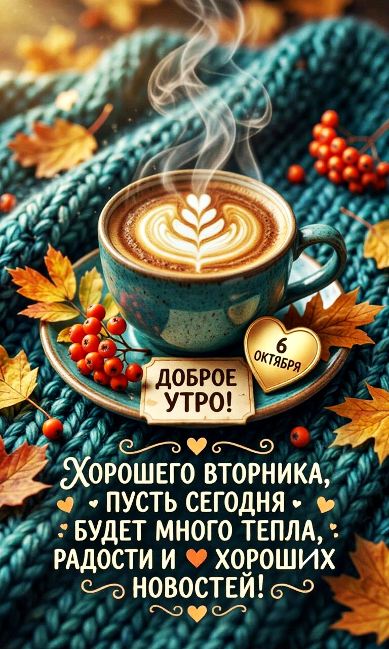 Открытка ДОБРОЕ УТРО! ХОРОШЕГО ВТОРНИКА...