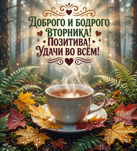 Открытка Доброго и бодрого вторника