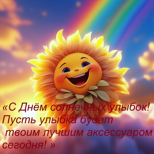 Открытка «С Днём солнечных улыбок! Пусть улыбка будет твоим лучшим аксессуаром сегодня! »