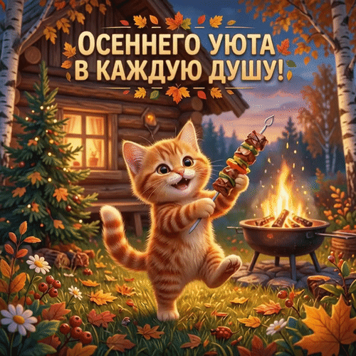 Анимированная открытка Осеннего уюта в каждую душу!