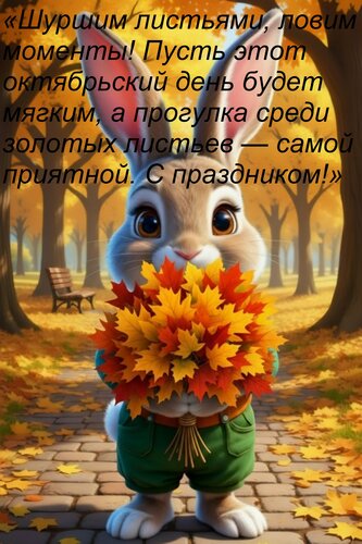 Открытка «Шуршим листьями, ловим моменты! Пусть этот октябрьский день будет мягким, а прогулка среди золотых