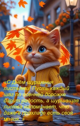 Открытка «С Днём шуршания листьями! Пусть каждый шаг по осенней дорожке дарит радость, а шуршащая листва напо
